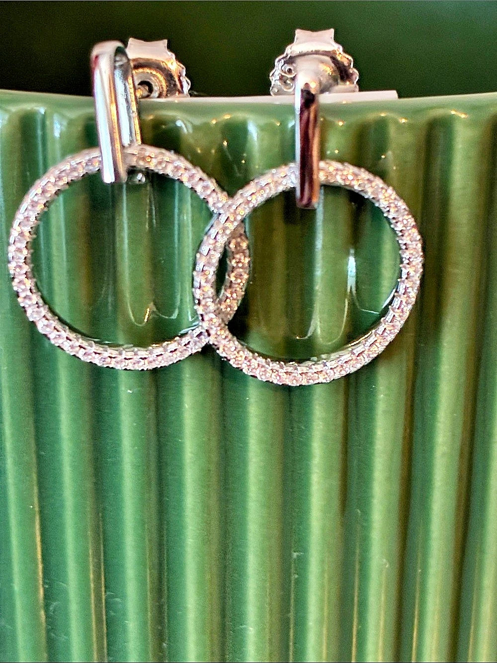 925 Sterling Silver and cubic zirconia Circle Reversible Stud earrings